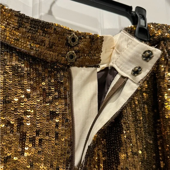 J.Crew Gold Sequin Crop Pants Women Sparkle Party Holiday Evening Ankle Trouser - Picture 4 of 8